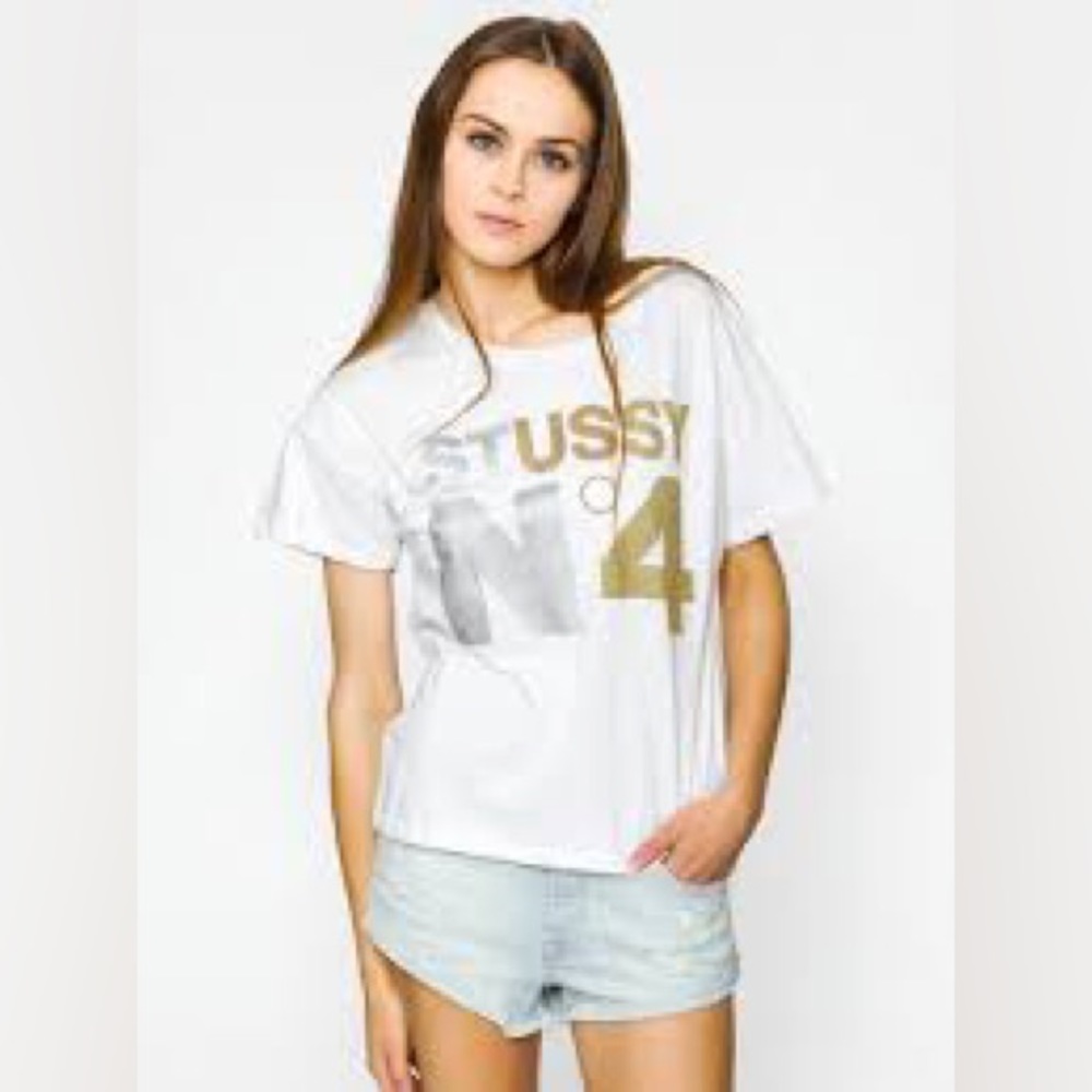 Stussy Short Sleeve Metallic No 4 white size small NWT